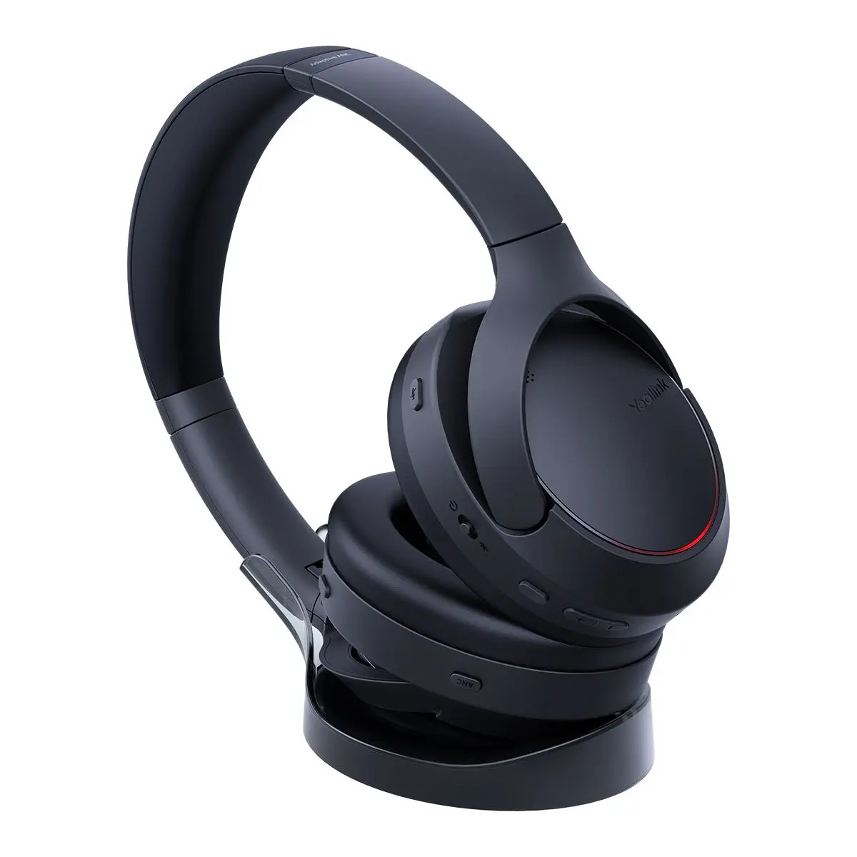 Yealink (BH78) Wireless Headphones - Stereo - BT - Active Noise Cancelling + Charge stand - BT51 - Black - C/A Adapter